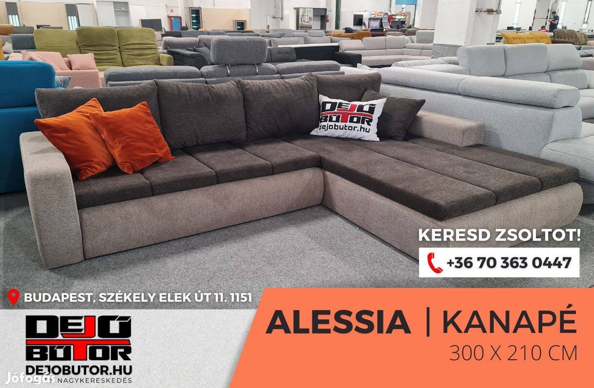 Alessia bronz sarok kanapé ülőgarnitúra 300x210 cm ágyazható