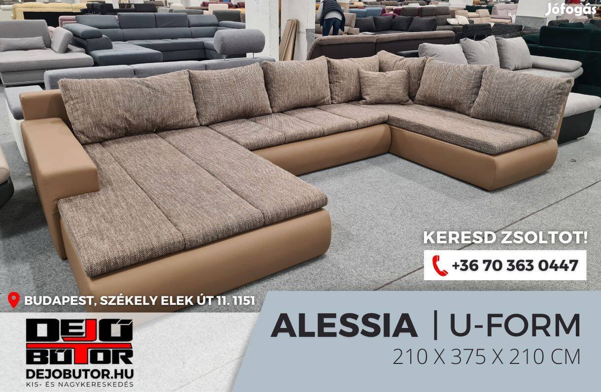 Alessia sarok szivacsos kanapé ülőgarnitúra 210x375x210 cm ualak braun