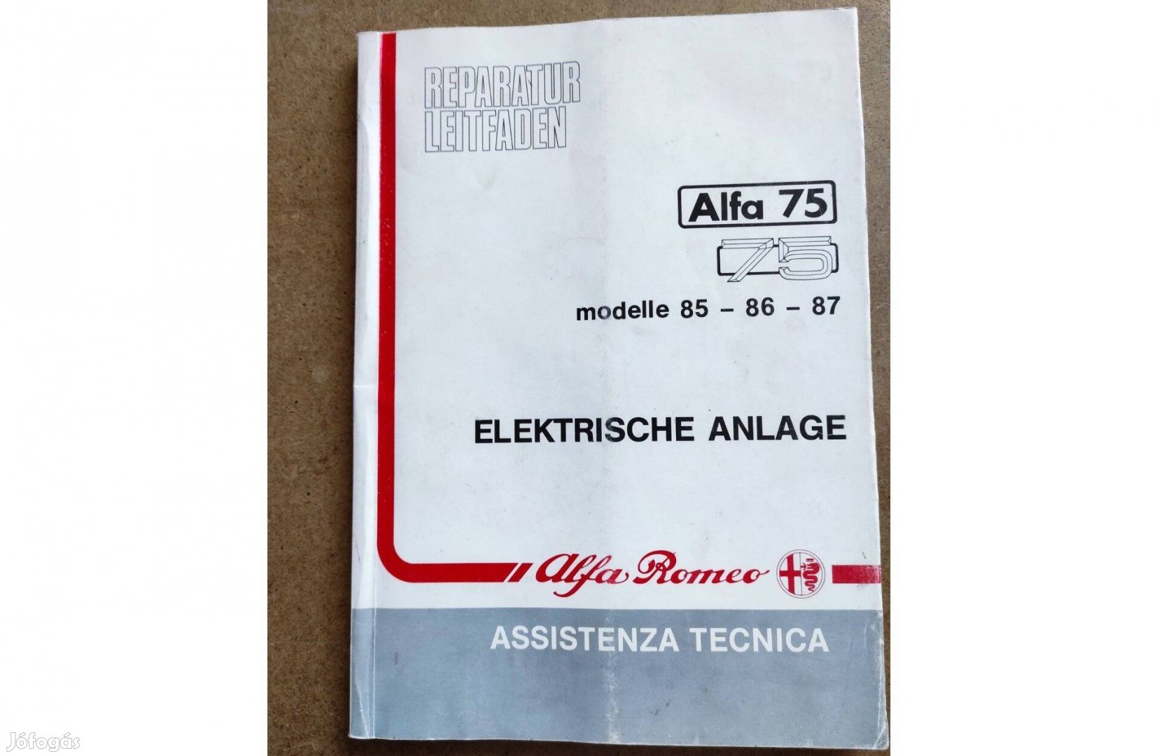 Alfa Romeo 75 Elektromos rajzok, 85-86-87 modelek könyv