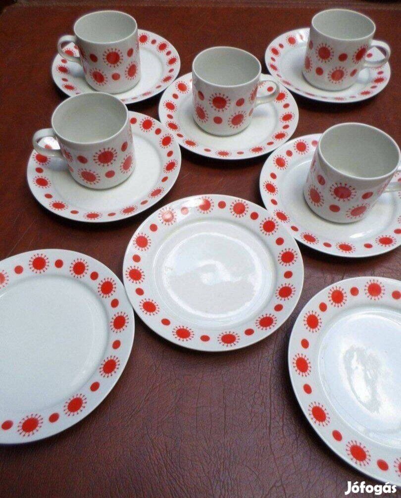 Alföldi porcelán bögre tányér készlet retro