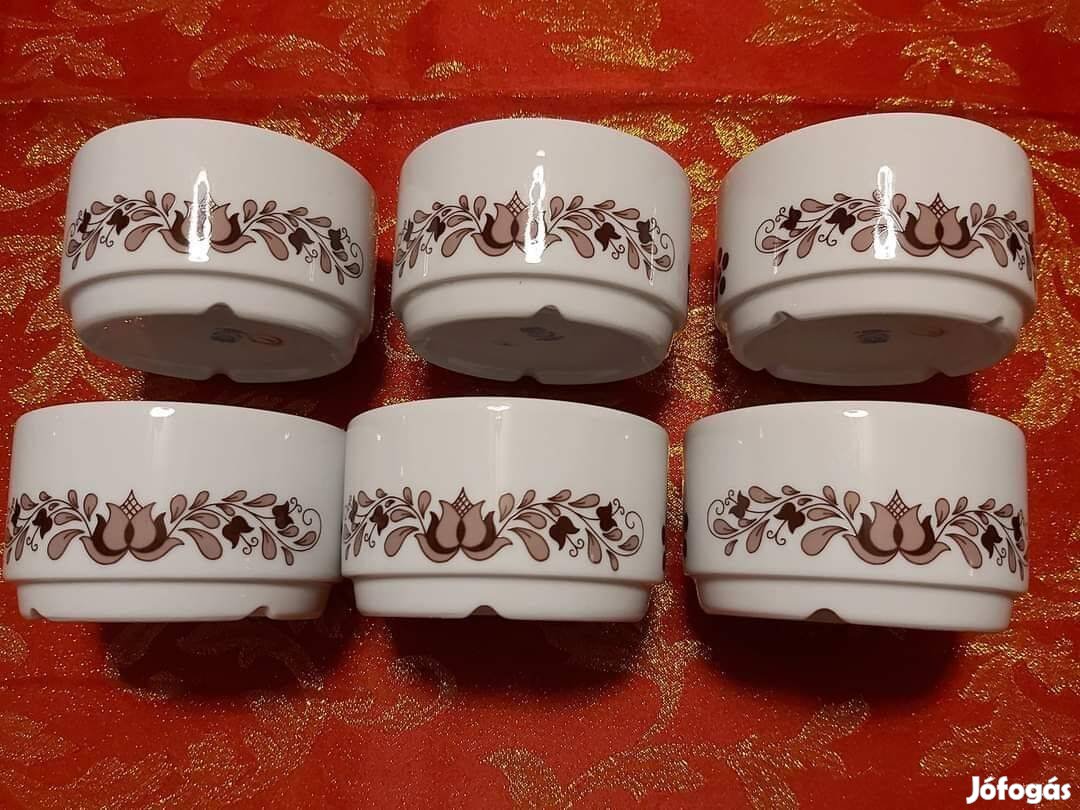Alföldi porcelán kompótos készlet barna magyaros mintával - Vitrin áll