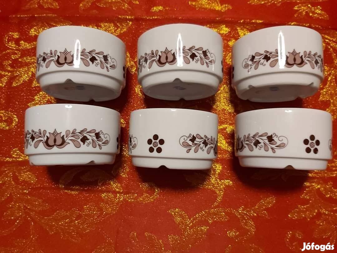 Alföldi porcelán kompótos készlet barna magyaros mintával - Vitrin áll