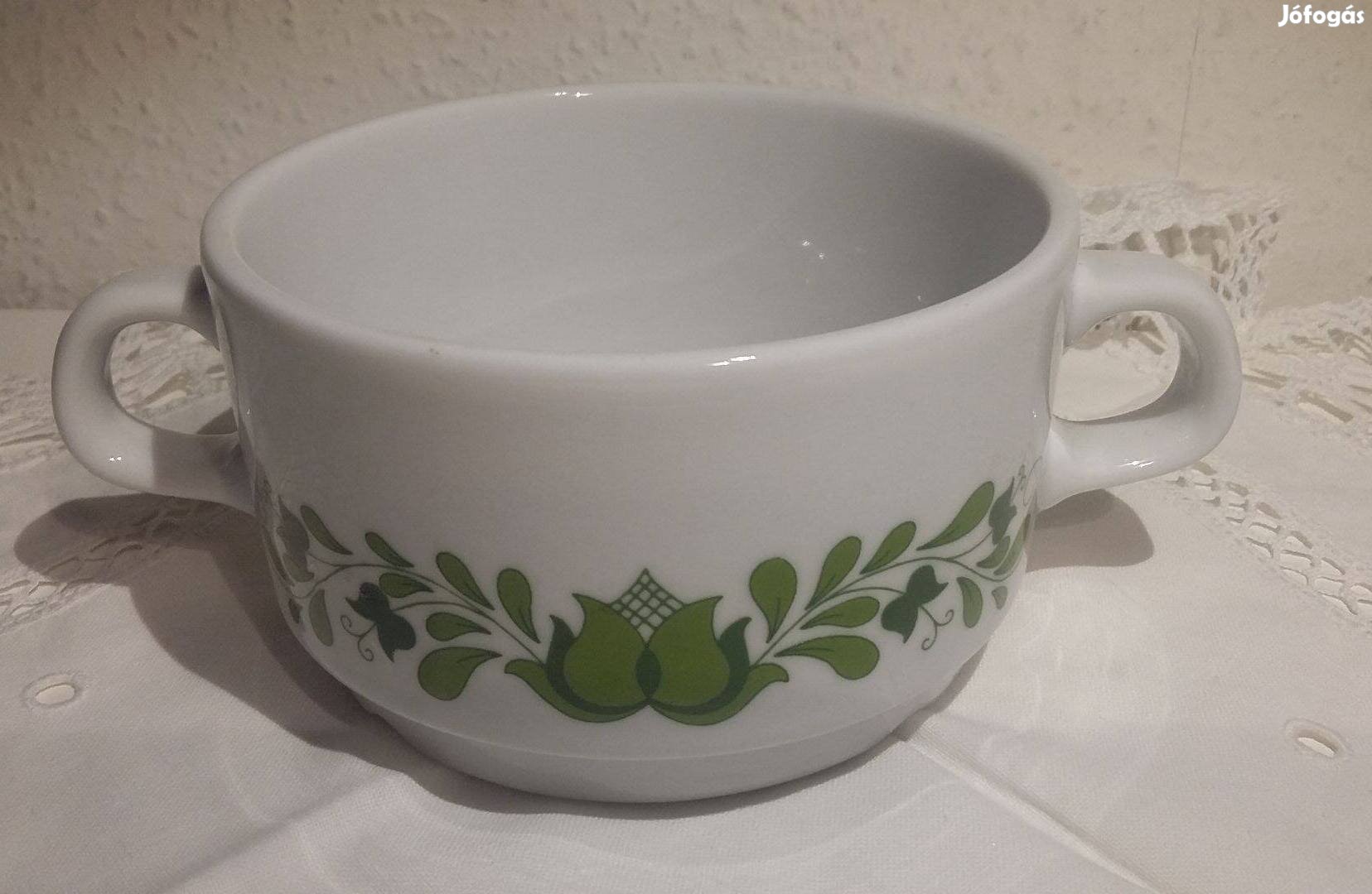 Alföldi porcelán zöld magyaros leveses csésze