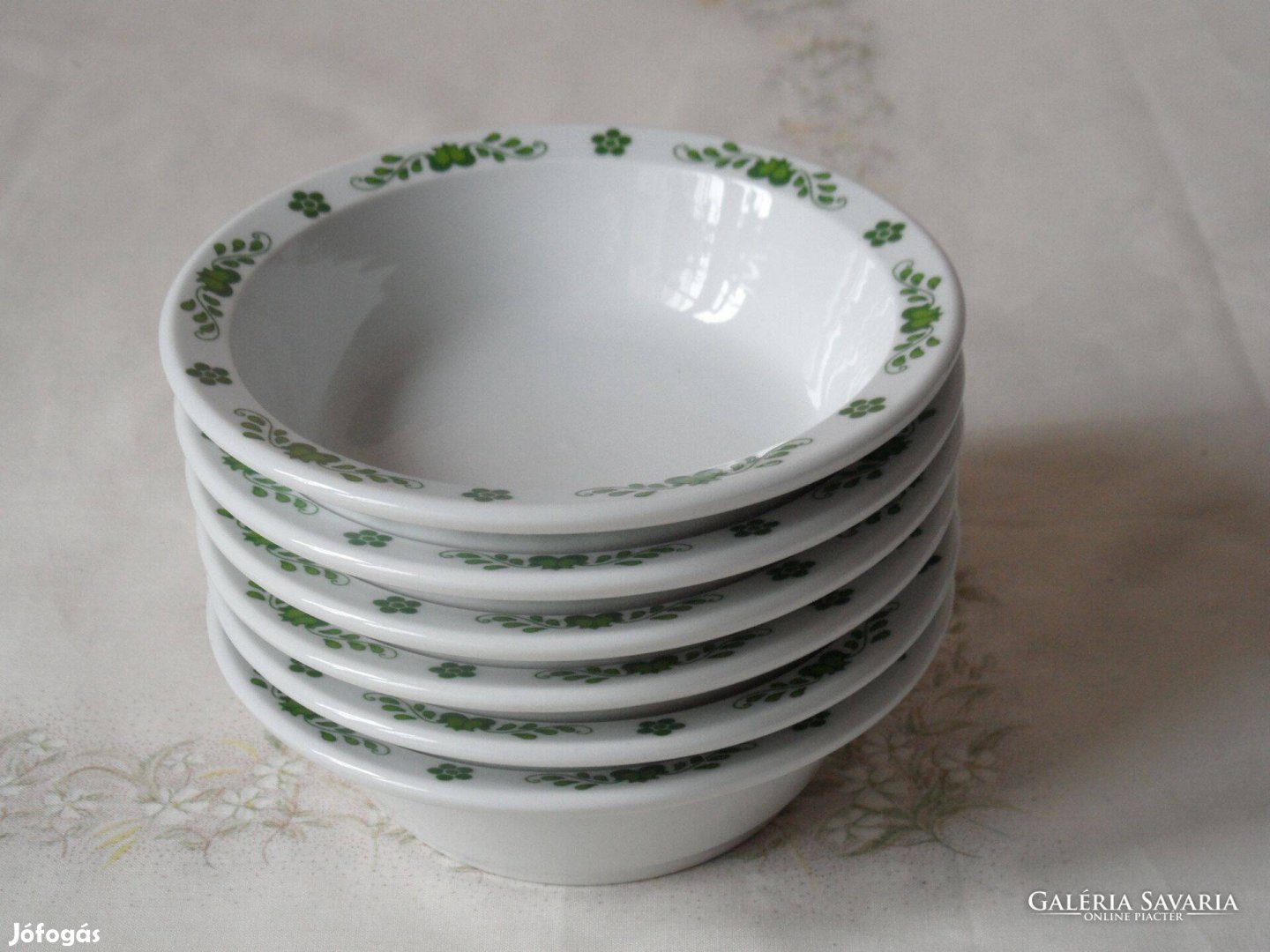 Alföldi porcelán zöld mintás tálka ( 6 db. )