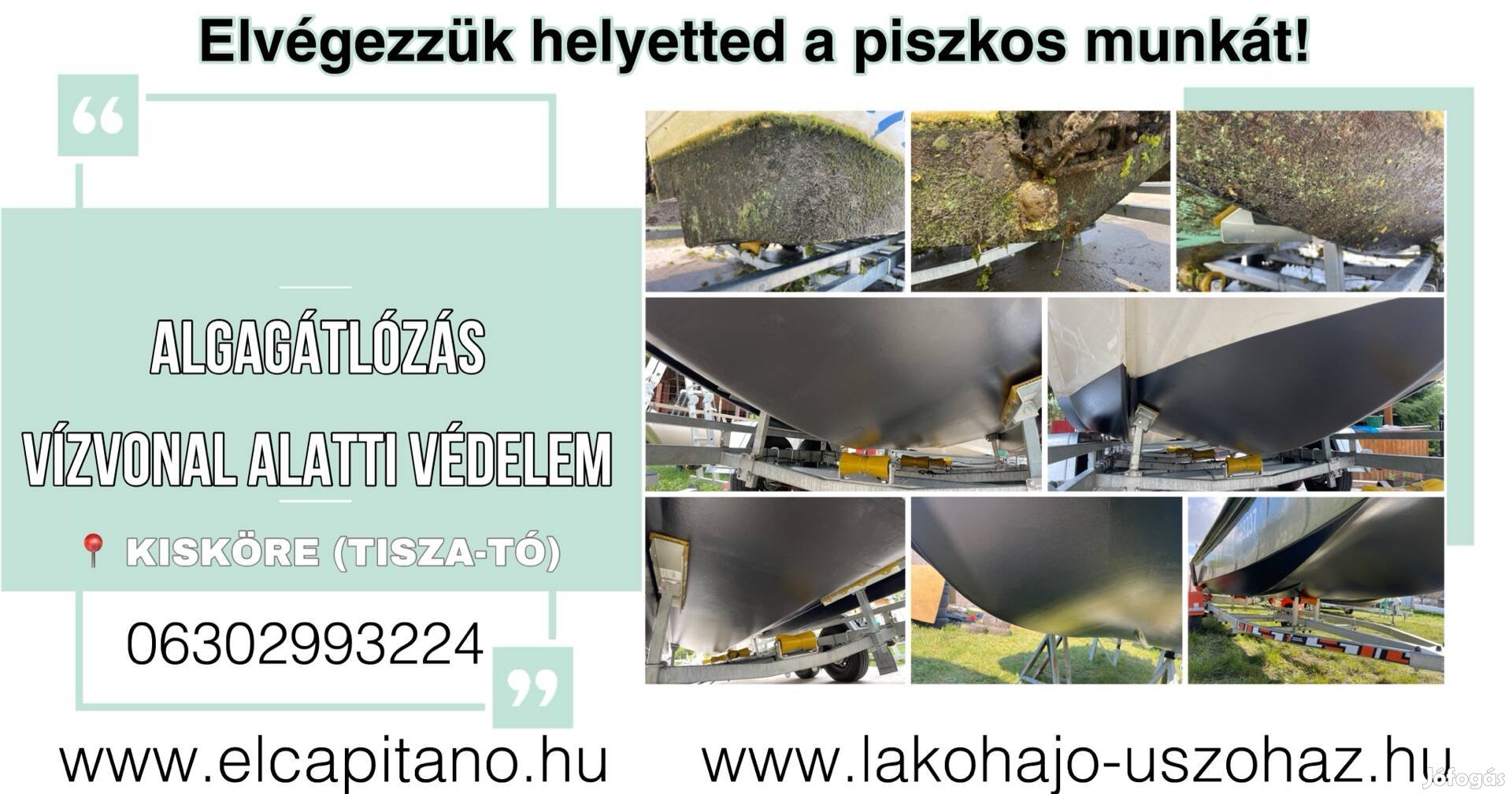 Algagátlózás, vízvonal alatti védelem, hajók, csónakok.