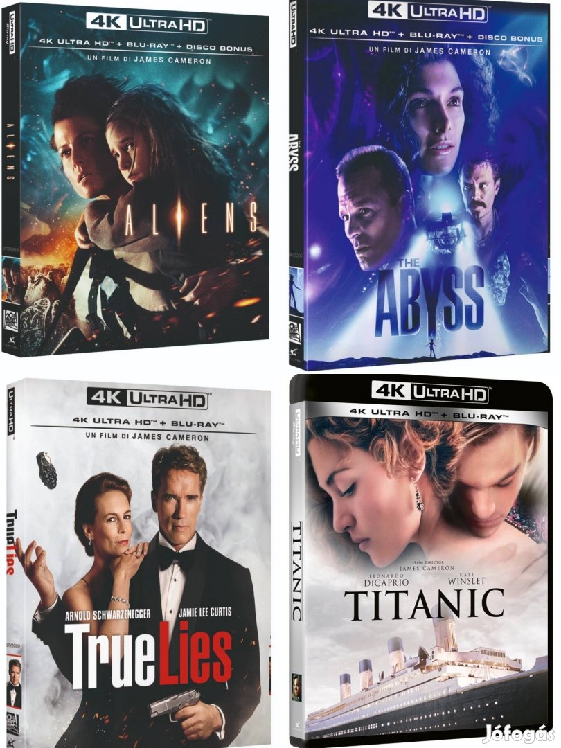 Aliens; Abyss; True Lies; Titanic 4K UHD Blu-ray kiadások 