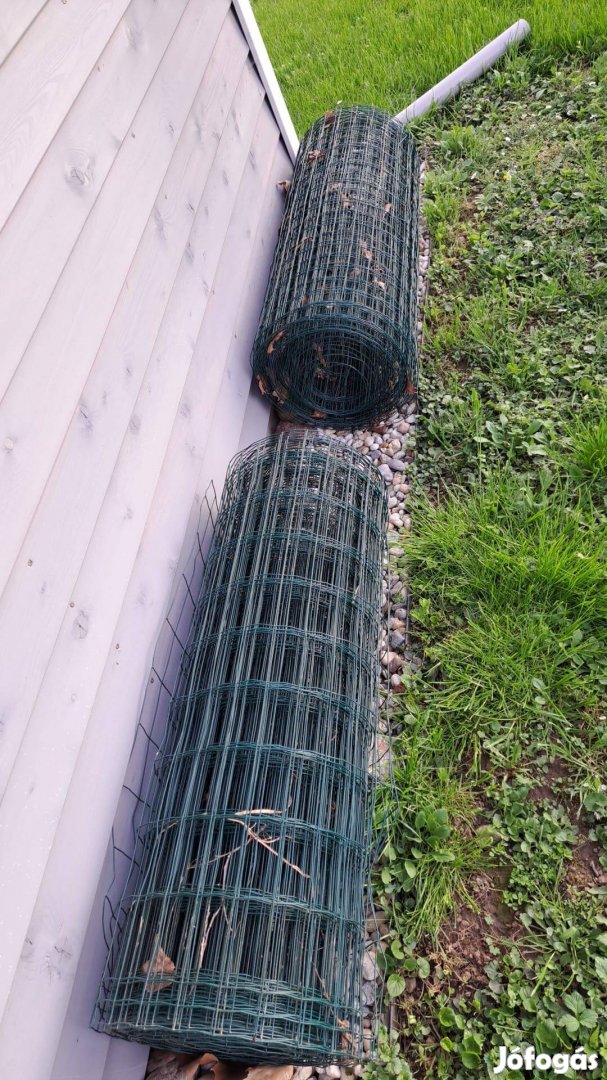 Alig haznált ponthegesztett háló zöld kerítésháló 1x25 méter 2 db