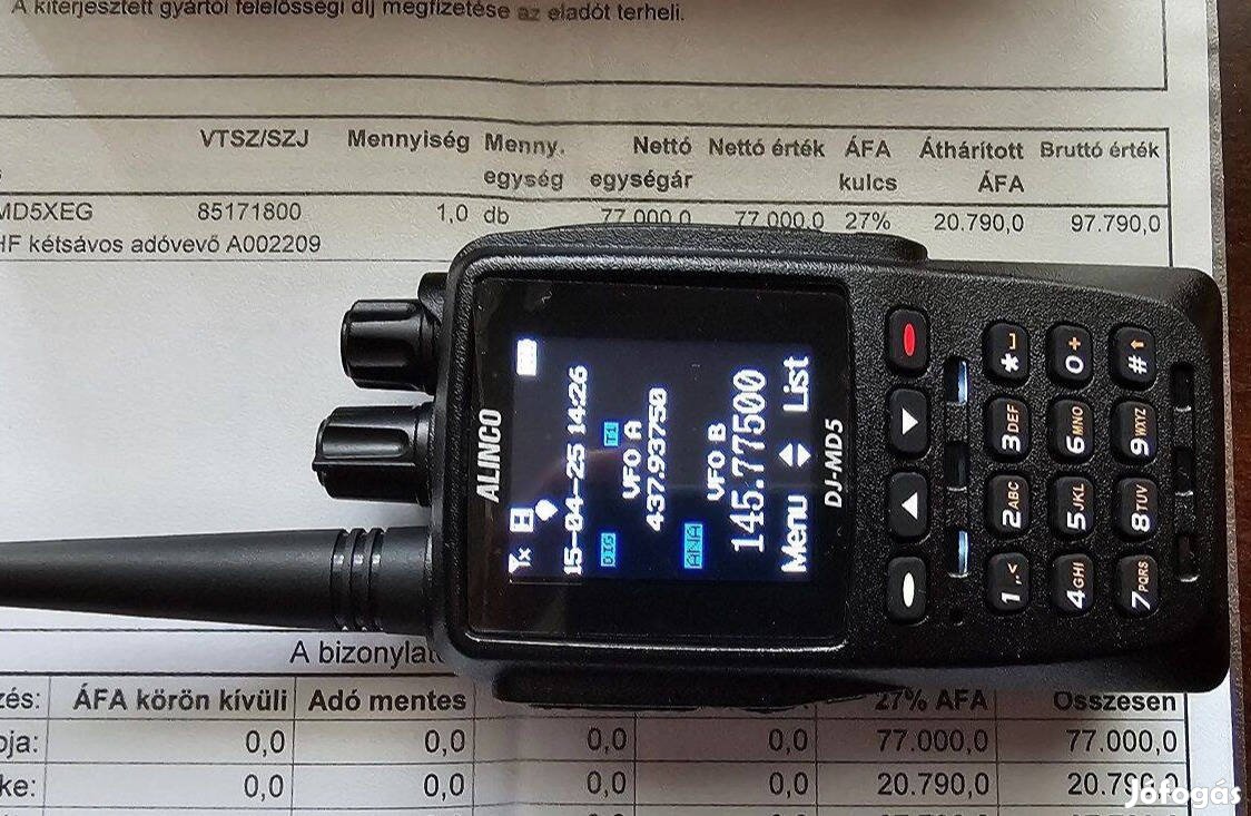 Alinco DJ-M5 Xeg 2m / 70cm analóg / digitális DMR kézi adó-vevő
