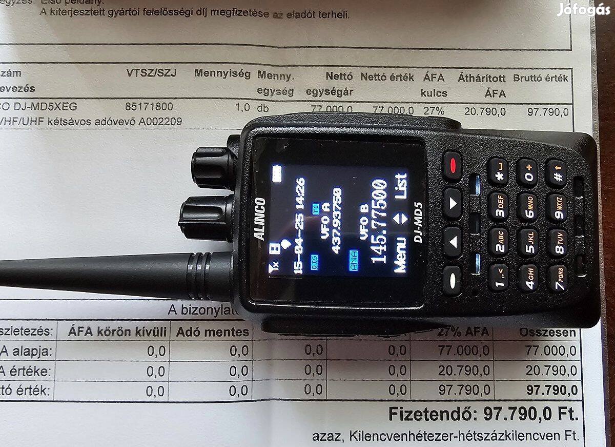 Alinco DJ-M5 Xeg VHF/UHF FM/DMR kétsávos adó-vevő