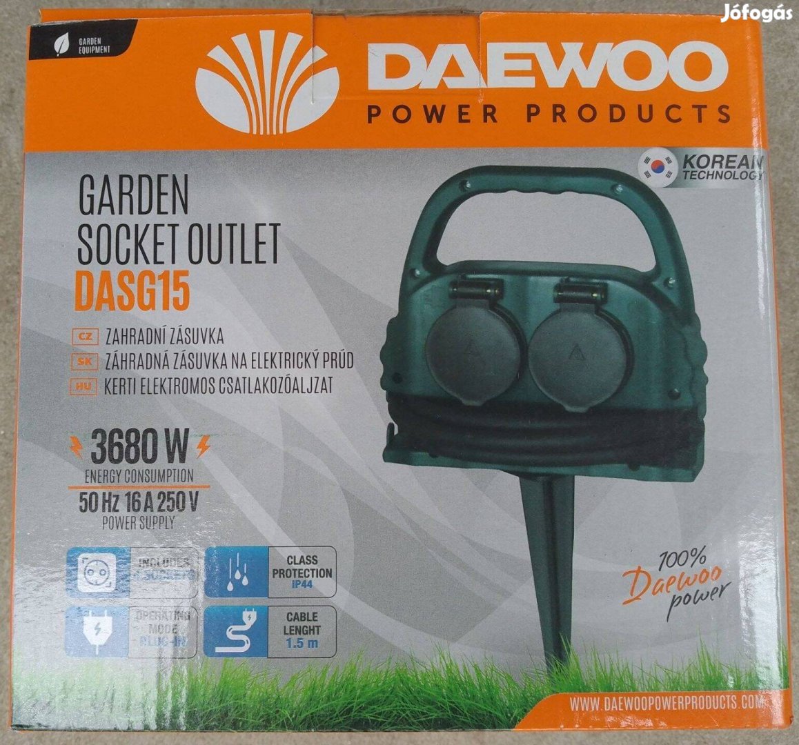 Alkalmi áron Új Daewoo kerti konnektor és hosszabbító IP44, 1,5m 3680W