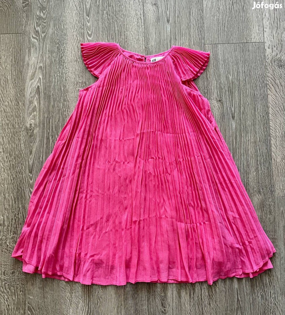 Alkalmi pink plisszírozott ruha 140-es h&m ruci 140