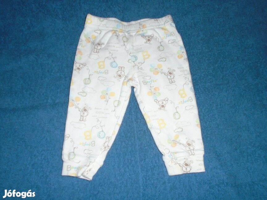 Állat mintás és fehér pamut nadrág 3-6 hó méret 68
