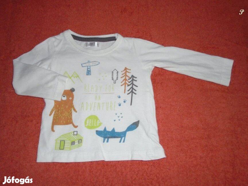 Állat mintás fehér hosszú ujjú felső 6-9 hó méret 74