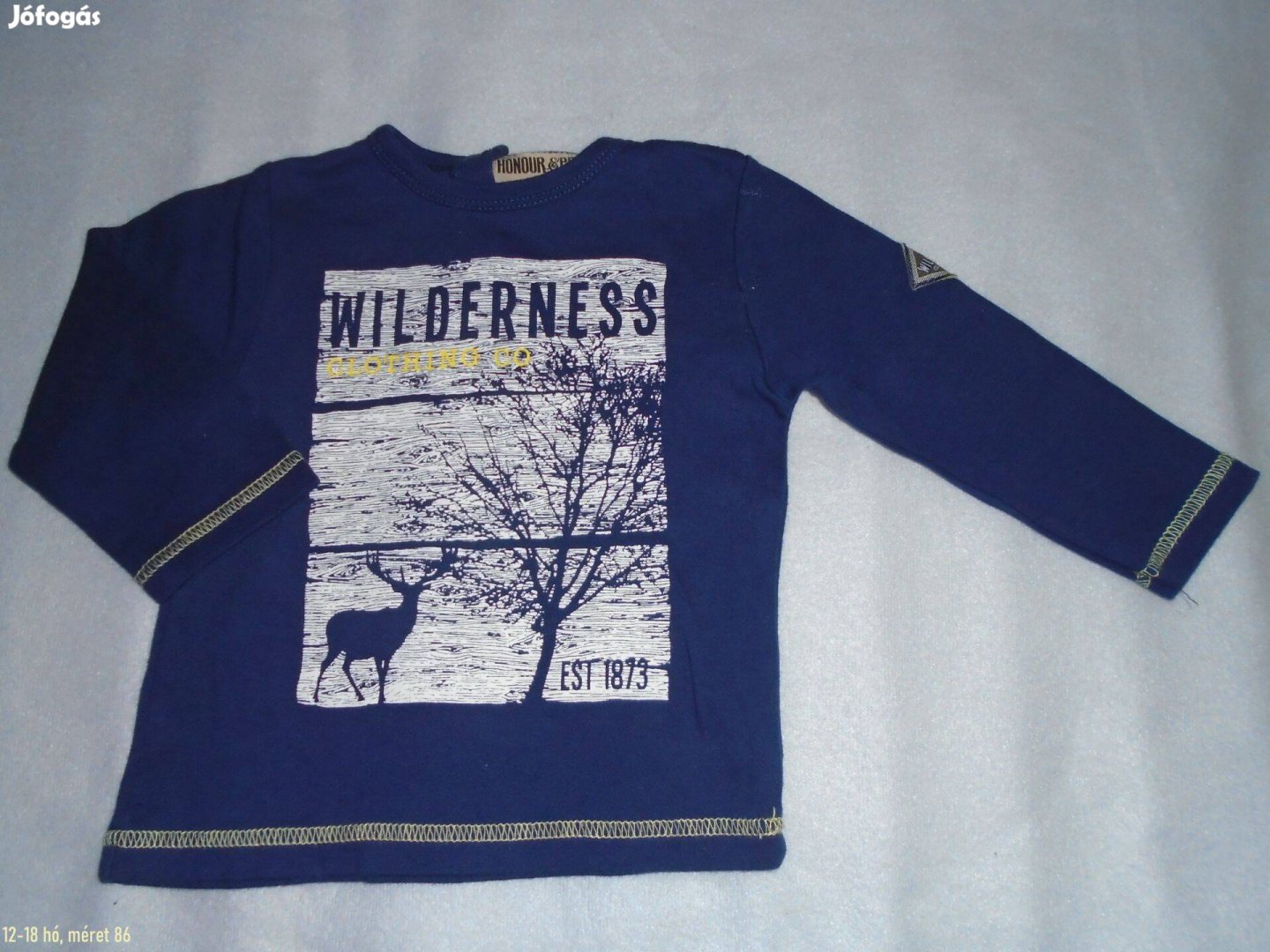 Állat mintás kék hosszú ujjú felső 12-18 hó méret 86