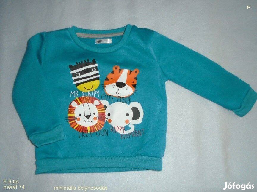 Állat mintás pulóver 6-9 hó méret 74