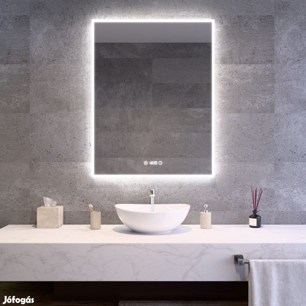 Álló fürdőszobai LED tükör 70x90cm | Páramentesítő funkció | Beépítet