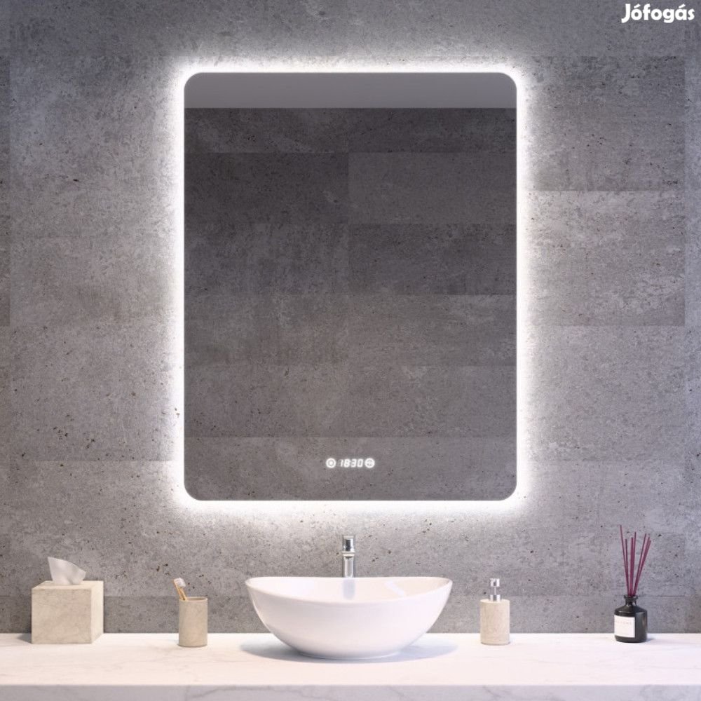 Álló fürdőszobai LED tükör 70x90cm | Páramentesítő funkció - Beépítet