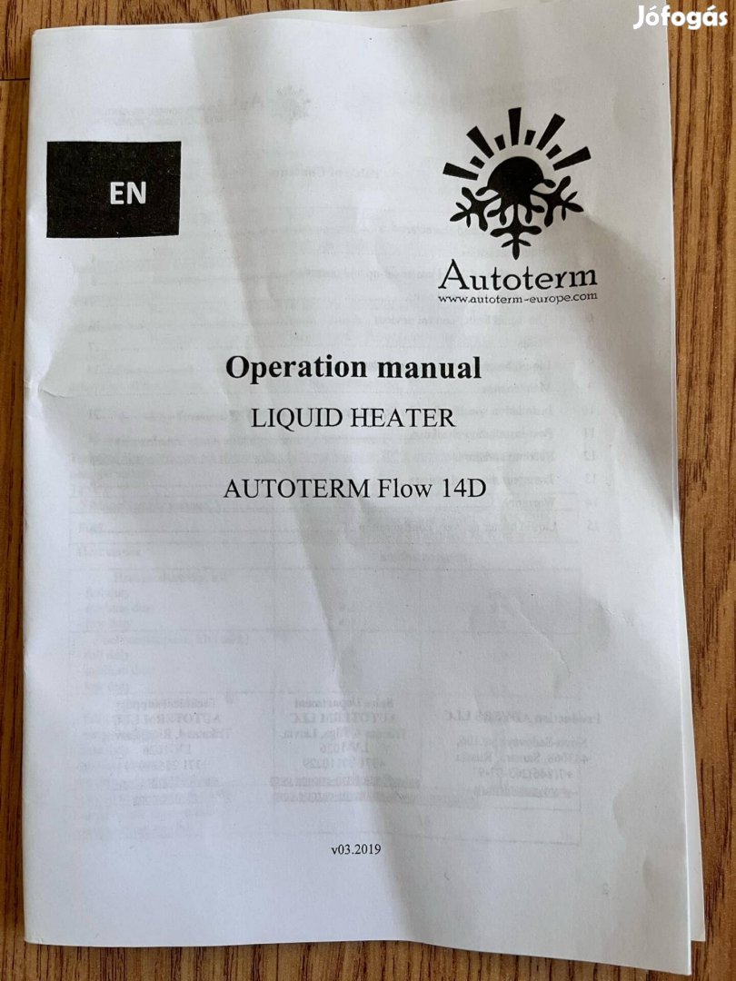 Állófűtés klt. Autoterm flow 14D, Folyadékfűtő
