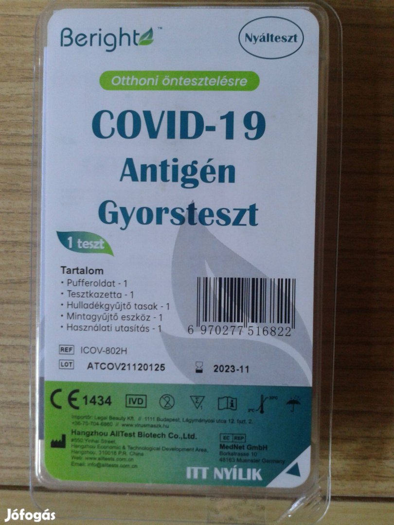 Alltest Beright Covid-19 antigén nyálteszt