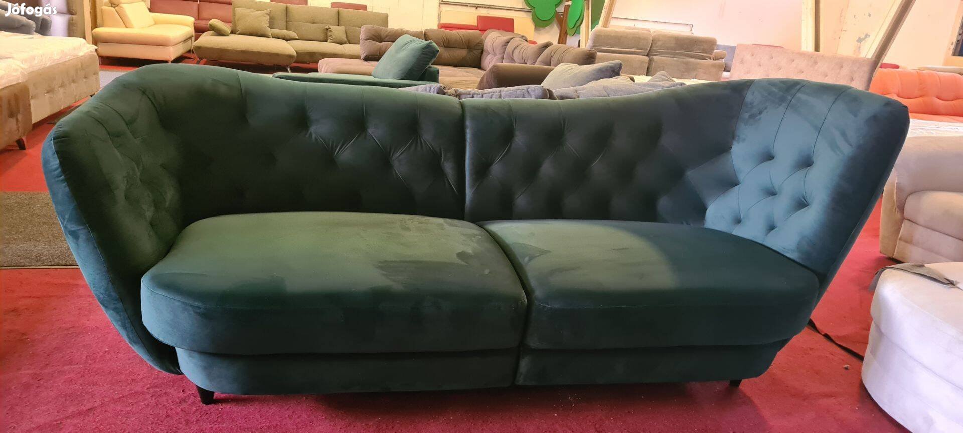 Álom ár:)új chesterfield zöld bársony 250cm szófa kanapé 189eft