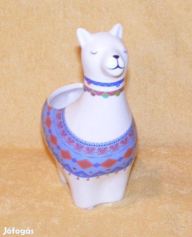 Alpaka porcelán virágtartó, dísztárgy