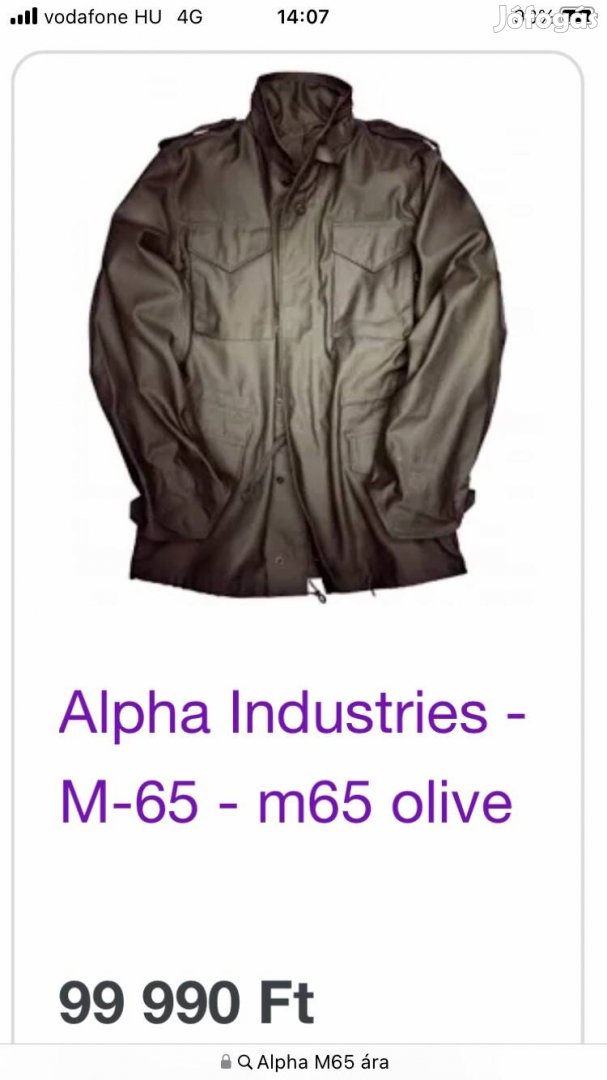 Alpha M65 olive green Military