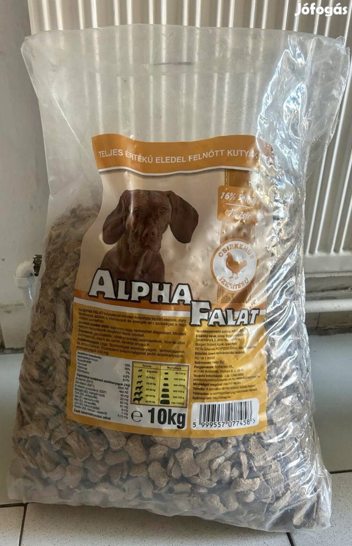 Alpha falat kutyaeledel táp 10 kg Új