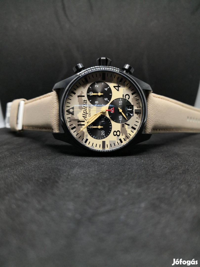 Alpina Startimer PILOT BIG DATE Chronograph CAMO Vadonat Új Full Telje