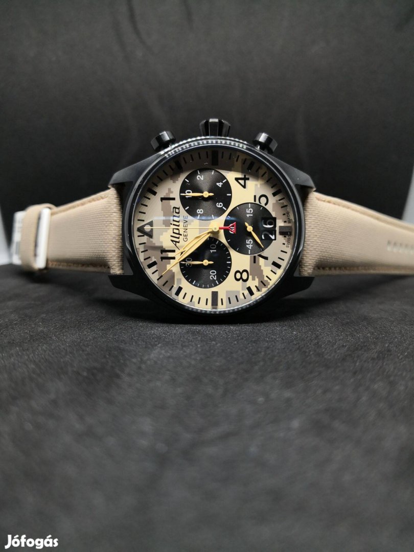 Alpina Startimer PILOT BIG DATE Chronograph CAMO Vadonat Új Full Telje