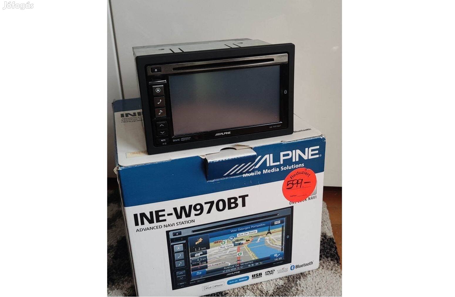 Alpine 2DIN fejegység Ine-W970BT 4x50W Igo navigáció kamera bemenet