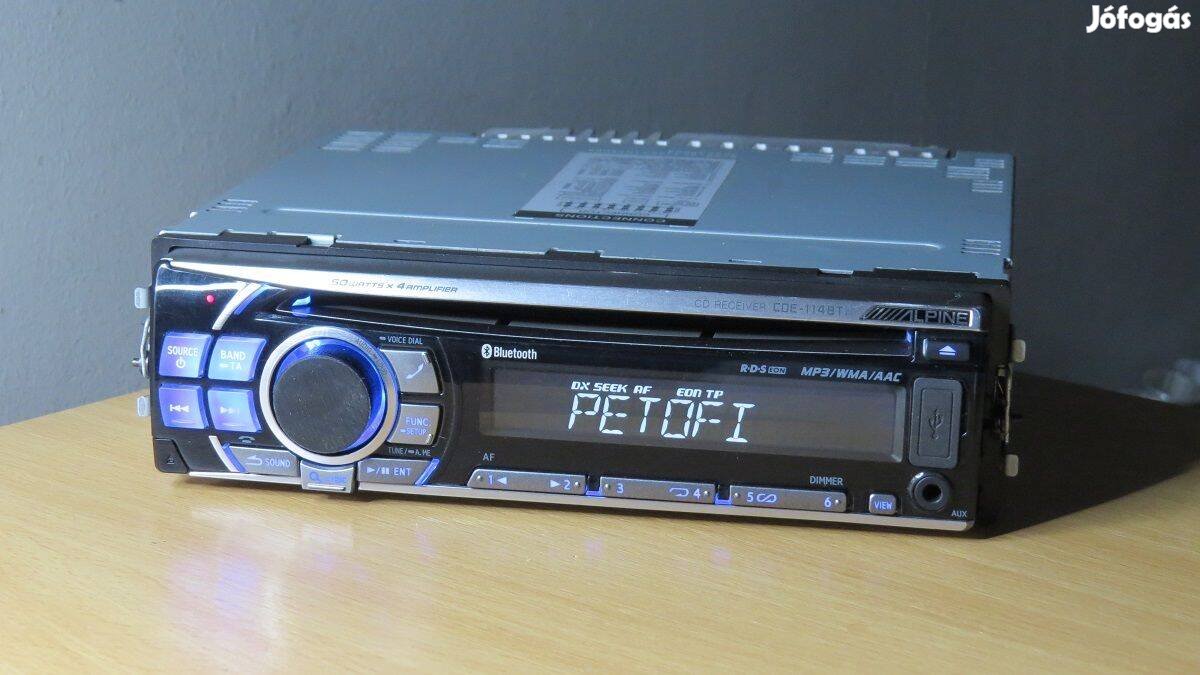Alpine CDE-114BTi bluetooth USB cd mp3 fejegység rádió