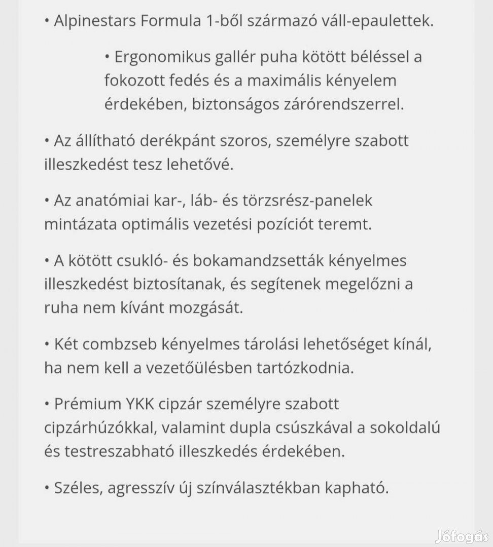 Alpinestars Kmx-9 v2 gokart verseny overál