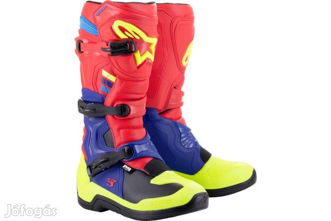 Alpinestars Tech 3 piros / kék / neon sárga csizma 44