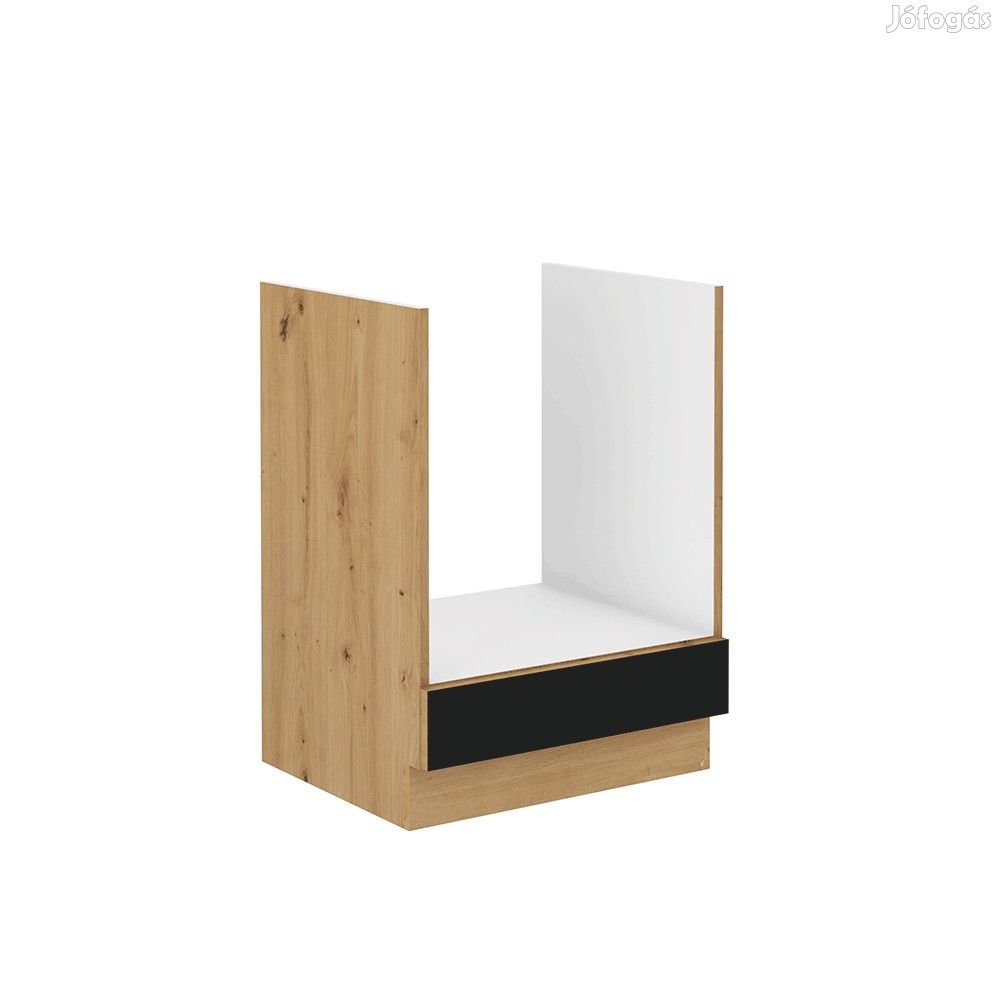 Alsó szekrény beépített tűhelyre, matt fekete/artisan tölgy, MONRO 60