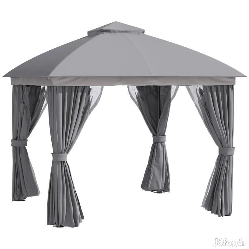Alumínium pavilon sátor pergola 3x3m dupla tetővel 4db oldalsó