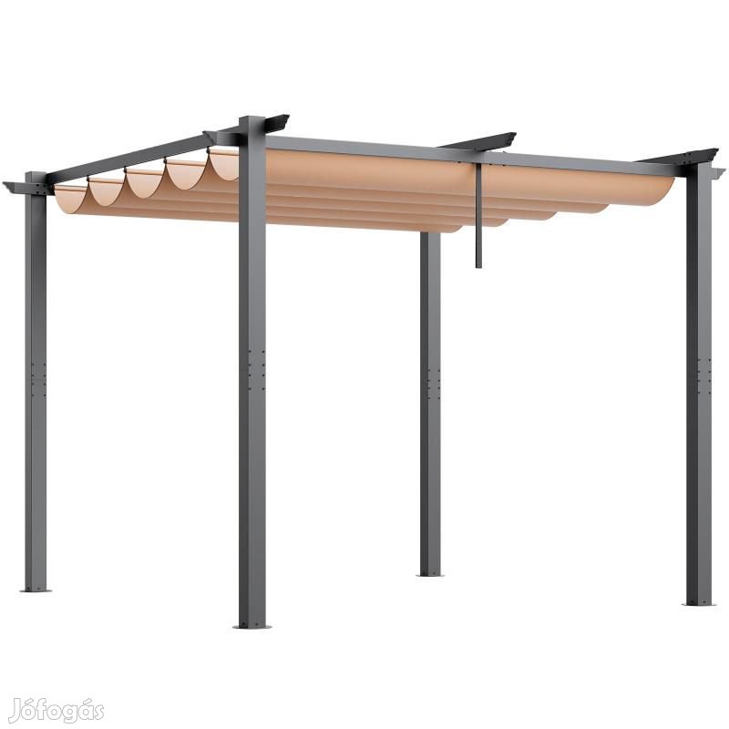 Alumínium pergola elhúzható napernyővel 3x3m bézs színben