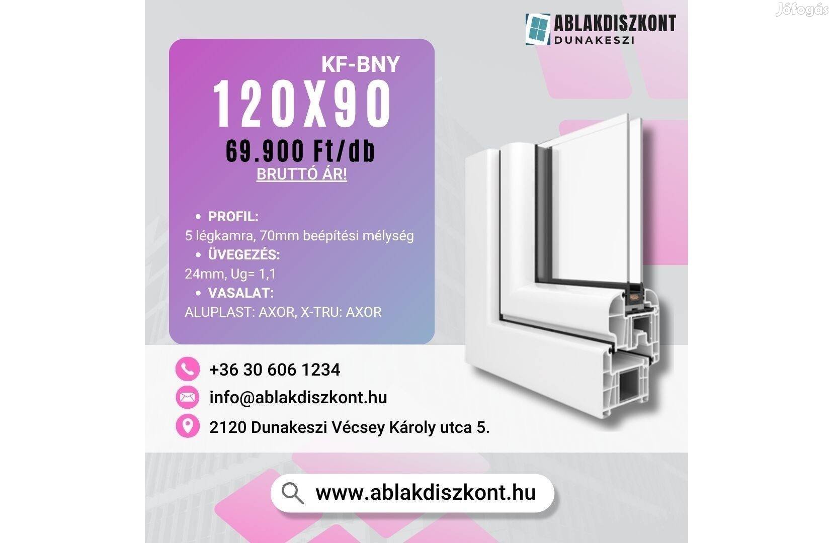 Aluplast 120x90 hőszigetelt műanyag ablak raktárról azonnal