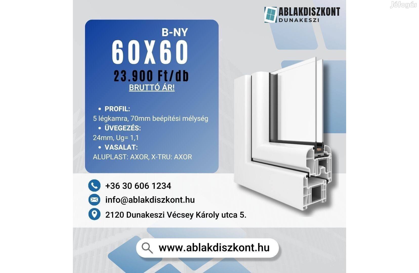 Aluplast 60x60 bukó-nyíló műanyag ablak 2 rétegű üvegezéssel