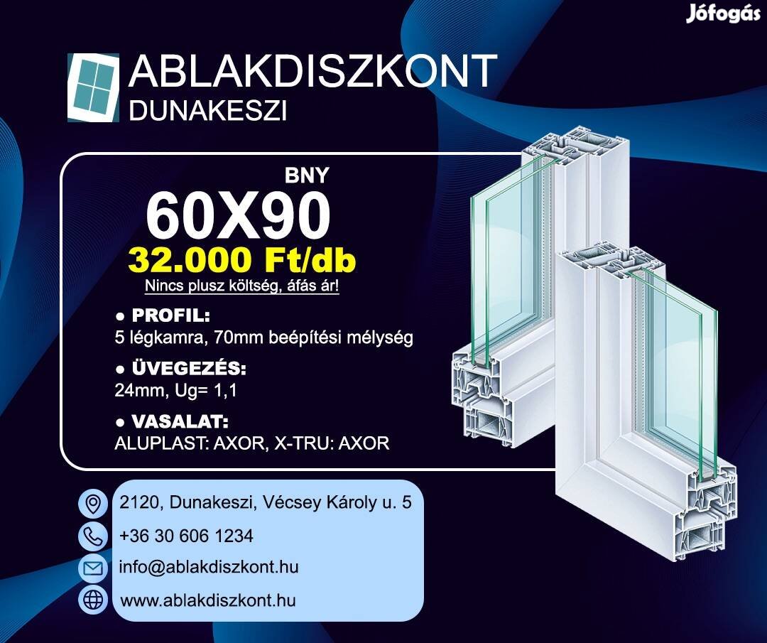 Aluplast 60x90 bukó-nyíló műanyag ablak 2 rétegű üvegezéssel