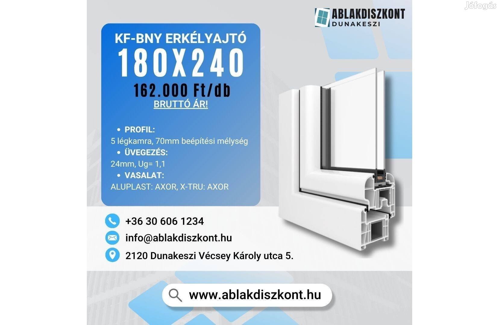 Aluplast hőszigetelt műanyag 180x240 terasz ajtó Raktárról azonnal