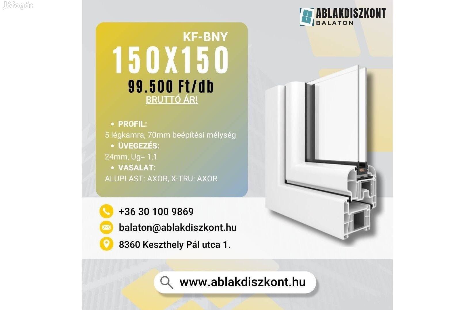 Aluplast hőszigetelt műanyag ablak 150x150 Raktárról azonnal