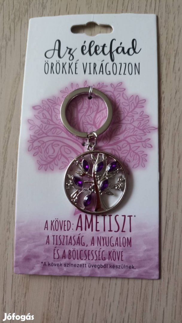 Ametiszt ásvány életfa kulcstartó - új