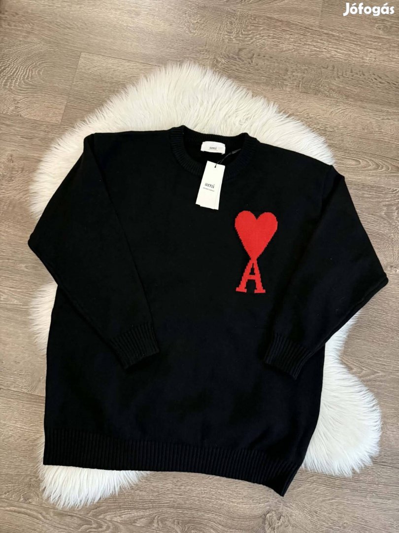 Ami Paris fekete gyapjú pulóver