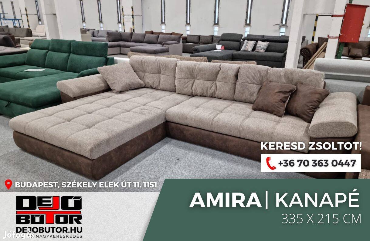 Amira sarok szivacsos kanapé ülőgarnitúra 335x215 cm bézs ágyazható