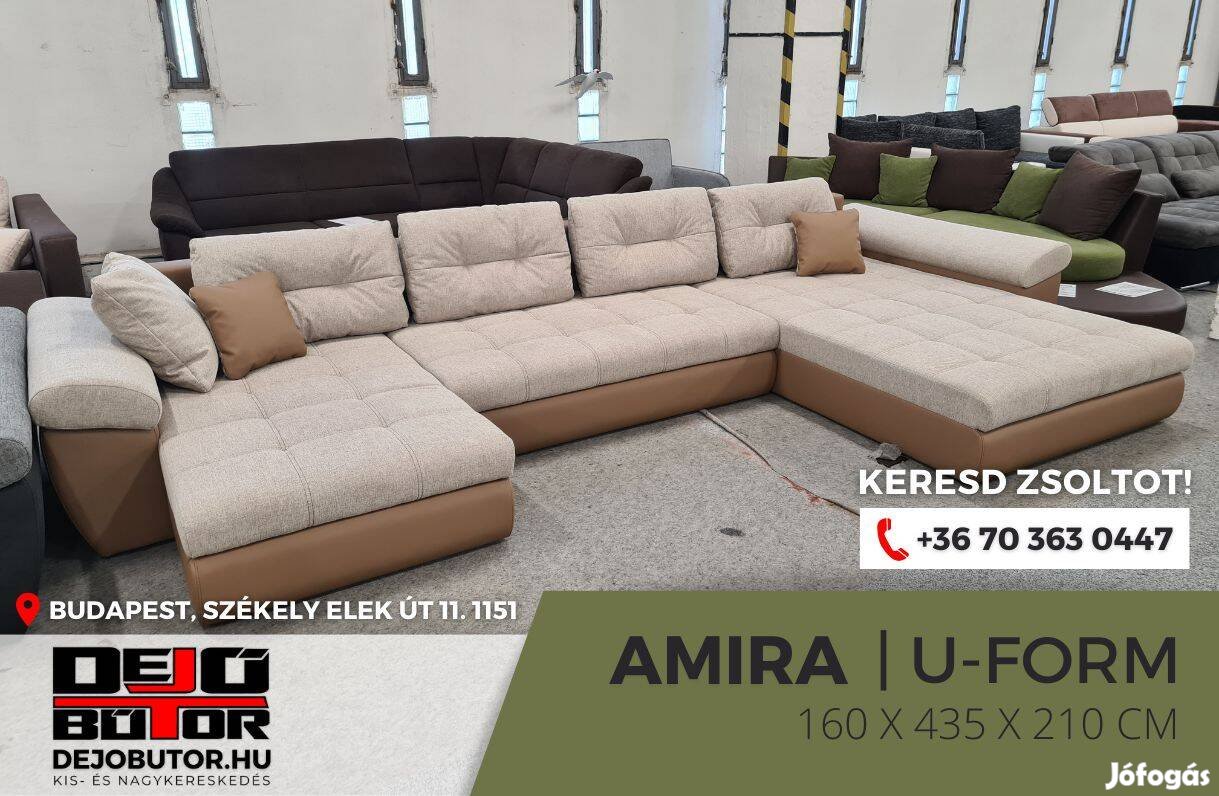 Amira ualak krém kanapé sarok ülőgarnitúra 160x435x210 cm ágyazható