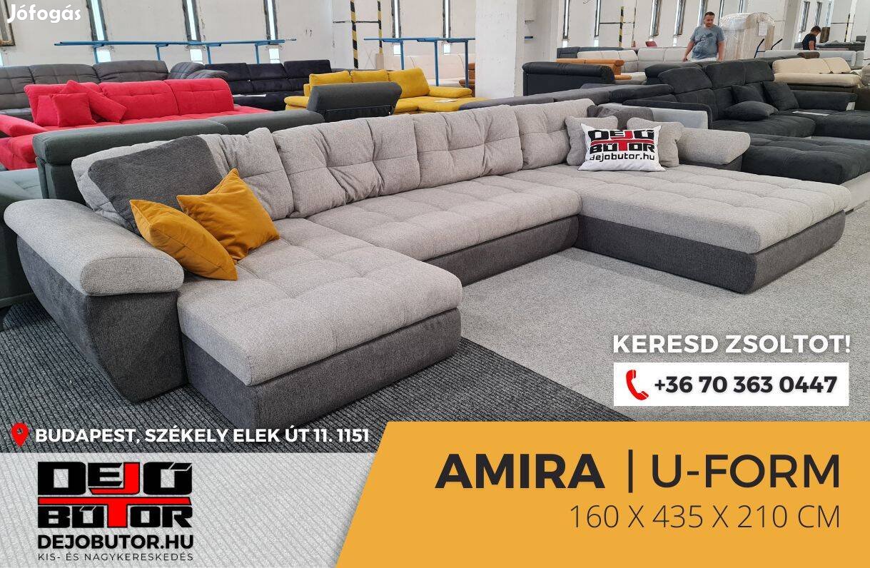 Amira ualak sarok kanapé ülőgarnitúra 160x435x210 cm szivacsos gray