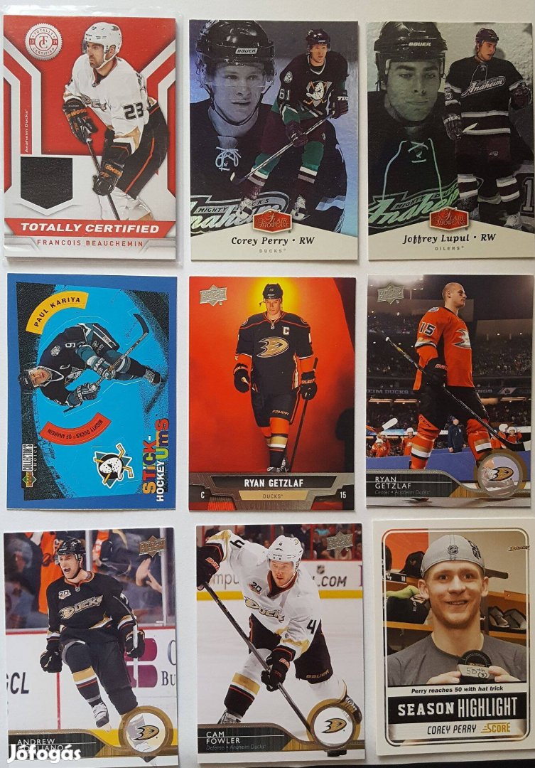 Anaheim Ducks NHL kártyák Selanne, Kariya, Getzlaf, Perry, stb