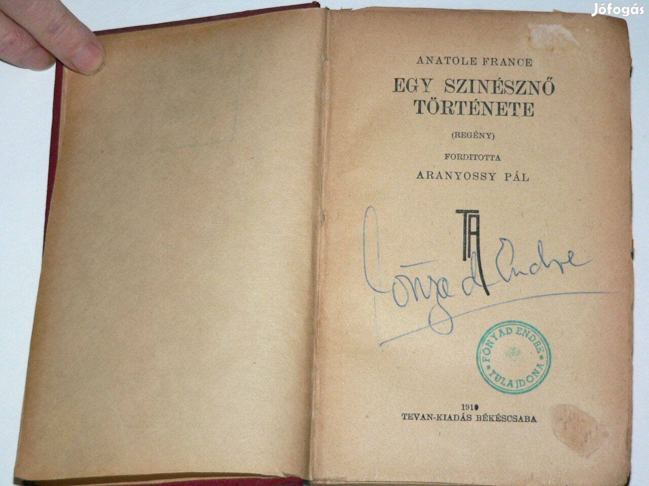 Anatole France Egy színésznő története Gyöngyház szelence Clio / antik