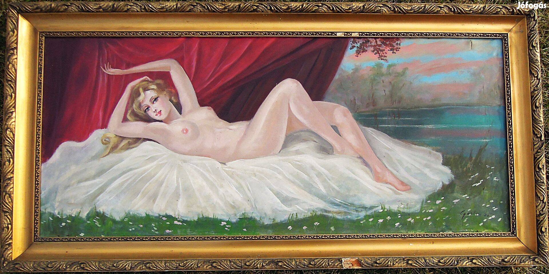 Andi ágyon festmény szignált