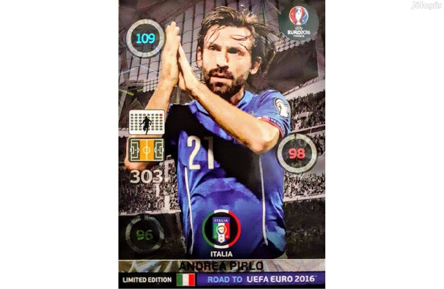 Andrea Pirlo Olaszország Limited focis kártya Panini Road to Euro 2016